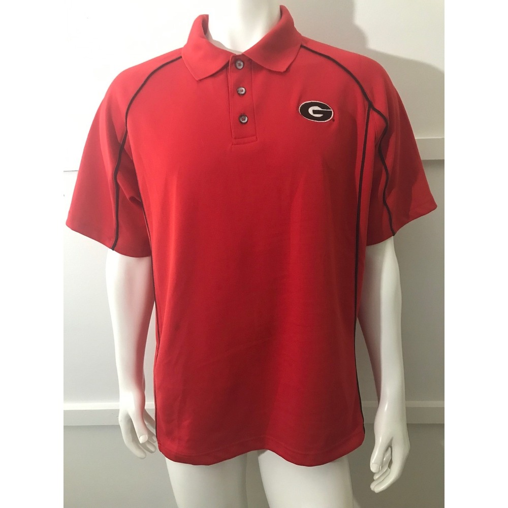 Pro Edge Men's Red Georgia Bulldogs Polo Shirt Big Logo Golf Short Sleeve L